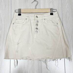 Free People | We The Free | Button Fly Off White Denim Mini Skirt Size 26